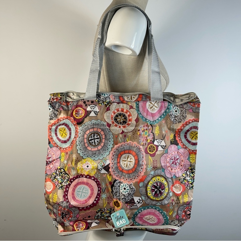 H&H& Colorful Patterned Packable Travel Tote Bag NWT